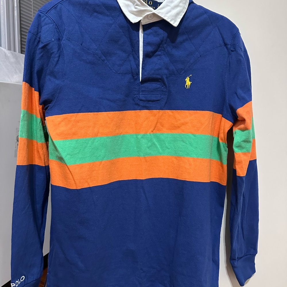 Ralph Lauren Classic Fit Striped Jersey Rugby Shirt - SMALL